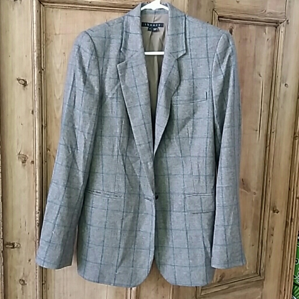 Theory grey brown tweed wool blazer size 6